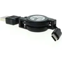 OTB USB-C naar USB-A uittrekbare kabel - USB2.0 - tot 1A / zwart - 0,70 meter