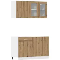 vidaXL 4-delige Keukenkastenset Lyon bewerkt hout artisanaal eikenkleurig