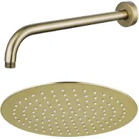 FortiFura Calvi Hoofddouche - 30cm - rond - wandarm 35cm - Geborsteld Messing PVD (Goud) SW1139122/SW720562