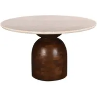 Giga Meubel Eettafel Miro Rond - Marmer/Hout - Donkerbruin - 130x130x75cm