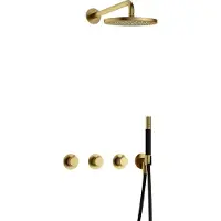 Hotbath Cobber X IBSX70 Inbouw Doucheset - Staafhanddouche - 25cm Hoofddouche - Wandarm - Wandhouder - Geborsteld Messing Pvd - Messing - Kranen, - Kranen, Douchekranen, Douchesets, Inbouw douchesets