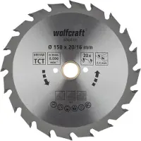 Wolfcraft - Cirkelzaagblad 150x20mm - 20 Tanden - Zaagblad voor Cirkelzaag - Serie groen - 6364000