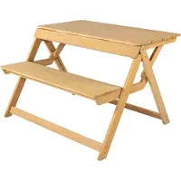 Weltevree | Folding Picnic Table | Opvouwbare Picknicktafel of Bank met Rugleuning | Bamboe | Bruin