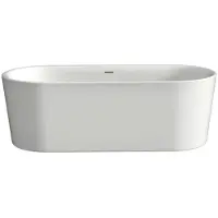 Xenz Friso 155x80x61 vrijstaand bad mat wit incl. sleuf overloop/afvoer mat wit