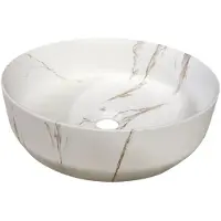 Sanisense Toscane waskom rond incl clickwaste marmerlook wit 39 cm
