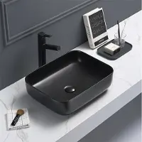 Sanisense Toscane waskom incl clickwaste mat zwart 50x39 cm