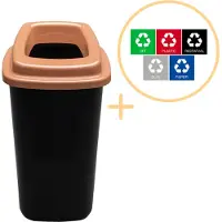 Plafor Sort Bin - Afvalemmer 45L - Inclusief 5-delige Stickerset - Zwart/Bruin