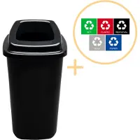 Plafor Sort Bin - Afvalscheidingsprullenbak 45L - Inclusief 5-delige Stickerset - Zwart