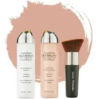 Jerome Alexander Magic Minerals AirBrush Foundation 3-delige set by Jerome Alexander – Bright/Light – Foundation en LiquidSilk Airbrush Primer kit – Met gratis Kabuki kwast - Make-up met een natuurlijke dekking