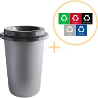 Plafor - Eco Prullenbak 50L Recycling Donker Grijs