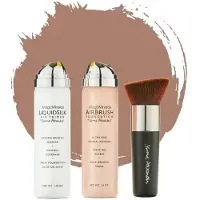 Jerome Alexander Magic Minerals AirBrush Foundation 3-delige set by Jerome Alexander – Medium/Dark – Foundation en LiquidSilk Airbrush Primer kit – Met gratis Kabuki kwast - Make-up met een natuurlijke dekking