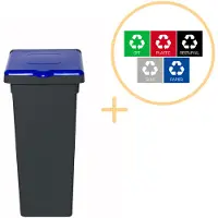 Northix Plafor - Fit Bin Met Deksel 52l – Recycling - Blauw