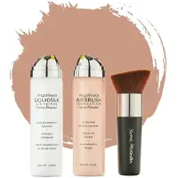 Jerome Alexander Magic Minerals AirBrush Foundation 3-delige set by Jerome Alexander – Warm/Beige – Foundation en LiquidSilk Airbrush Primer kit – Met gratis Kabuki kwast - Make-up met een natuurlijke dekking