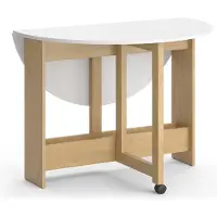 Vicco Eettafel Rondo, Goudkleurig Eiken/Wit, 20-100 x 100 cm Uitklapbaar