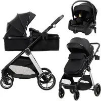 Lorelli Aspen Black 3-in-1 Combi Kinderwagen incl. i-Size Autostoel 1002202-2501