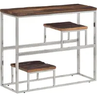 vidaXL Wandtafel roestvrij staal en massief bielshout zilverkleurig