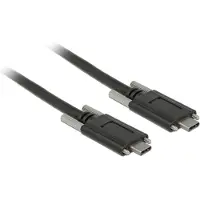 DeLOCK USB-C naar USB-C kabel met 2 schroeven - USB3.2 (tot 10 Gbit/s) - PD tot 20V/3A - video tot 8K 30Hz / zwart - 1 meter