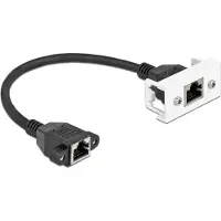 DeLOCK netwerkkabel, verlengerstuk voor Easy 45 module, S/FTP, RJ45-connector naar RJ45-connector, Cat.6A, 25 cm, zwart, 0,25 m, Cat6a, S/FTP (S-STP), RJ-45, RJ-45, zwart