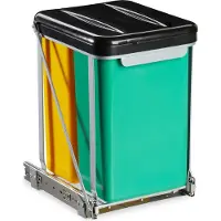 Relaxdays inbouw prullenbak keuken - 8 l - afvalscheidingsbak - inbouw vuilnisbak - deksel - 2 emmers