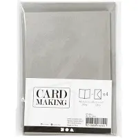 Packlinq Kaarten en enveloppen, afmeting kaart 10,5x15 cm parelmoer, 120+210 gr, zilver, 4 set