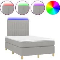 vidaXL Boxspring met matras en LED stof lichtgrijs 120x190 cm