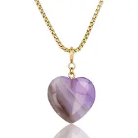 My Bendel - Lange Boxketting met Amethyst Hart - 80 Cm - Ketting met Hart Hanger • Amethist • 80 Cm - met Luxe Cadeauverpakking | Sieraden Voor Dames