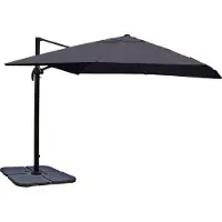 Mendler Zweefparasol -A96, 3x4m (Ø5m) polyester aluminium/staal 26kg ~ antraciet met standaard