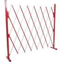 MCW Afzetting -B34, schaarhek, uitschuifbaar hekwerk, aluminium rood-wit ~ hoogte 153 cm, breedte 28-200 cm