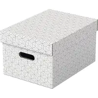 Esselte Home Duurzame Middelgrote Opbergdoos met Deksel, Set van 3 Stuks - 100% Gerecycled Karton en 100% Recyclebaar - Wit