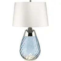 Elstead Lighting LED Tafellamp Lena - Blue | E27 60W 3000K 620Lm 830 | Blue-tinted Glass / Off-White Shade