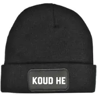 Result KOUD HE Muts - Zwart - Beanie - Uniseks - Apres ski muts - Ski muts - Grappige teksten - Warme muts
