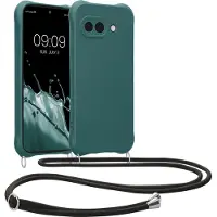 Kwmobile telefoonhoesjegeschikt voor Google Pixel 9a - Hoesje van siliconen met telefoonkoord - In petrol