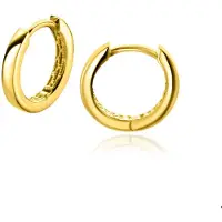 Zinzi 12mm Gold 14 krt gouden oorringen met luxe klapsluiting 12mm x 1,7mm vierkante buis ZGO321