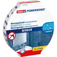 TESA Dubbelzijdige tape Powerbond, 5 m x 19 mm, voor spiegels binnen tot 700 x 700 mm