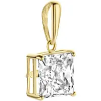 New Bling 9NBG-0210 Gouden Hangertje - Dames - Zirkonia - Vierkant Geslepen - 6 mm - Solitair - 14 Karaat - Goud