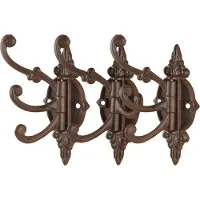 Best For Boots Wandplaat - 6x - met 3 haken - 23 cm - gietijzer - wand kapstok - Gietijzeren kapstokhaken/wandhaken