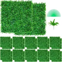 Vevor Kunstmatig Buxus Hegpaneel, 24 Stuks, 25,4 x 25,4 cm, Kunstmatige Heggen, Kunstmatige Buxusomheining, Nep Klimop Realistisch Effect Groene Plastic Decoratie voor Tuinen en Werven, 4 cm Dikte