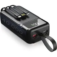 Phreeze PB07 Powerbank 40000 mAh + Ingebouwde Kabels - Noodpakket - 20x Telefoon of Tablet opladen - Geschikt voor Powerbanks Snellader - Power Bank