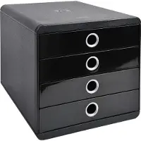 Exacompta Ladebox POP-BOX zwart/zilver, 4 gesloten laden, A4/A4+/24x32 cm, geruisloos, veiligheidsstop