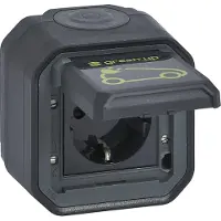 Legrand FR, AP, Green'Up, geaarde stekkerdoos, S L, EB, IP44, IK08, antraciet, 1 stuk.