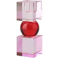 Giftcompany Kleurrijke Glazen Kandelaar Sari - Roze - Rood - Licht Roze - Kristal