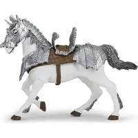 Papo -paard in harnas, 3 rok/roky, Middeleeuwen, Grijs, Wit, PVC