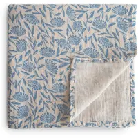 Mushie Swaddle Blue Flowers