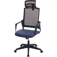 Mendler Bureaustoel -J52, bureaustoel, ergonomische hoofdsteun, kunstleer ~ blauw-grijs