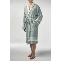 Lalay Gevoerde Hamam Badjas Krem Sultan Almond Green - S - Hotelkwaliteit - Sjaalkraag - Luxe badjas - Badstof - Sauna Badjas - Ochtendjas - Badmantel