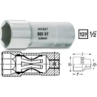 Hazet Bougiedopsleutel 900KF · 1/2 inch (12,5 mm) vierkant hol · Buiten-zeskant-profiel · SW 20,8 mm · 13/16?