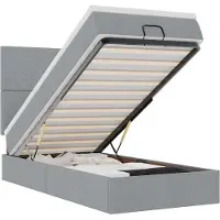 vidaXL Ottoman bed met matras en LED's 90x190cm stof lichtgrijs