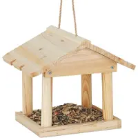 Relaxdays vogelvoederhuis hangend - voor vogels - hout - kan beschilder worden - tuin