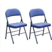 Vente-unique Set van 2 klapstoelen van velours en metaal - Blauw - ORTENSIA