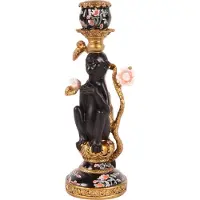 Baroque - Kandelaar - Kandelaar Aap 25.5 cm - Zwart - Resin - 25.5x9x9 - Polyresin
